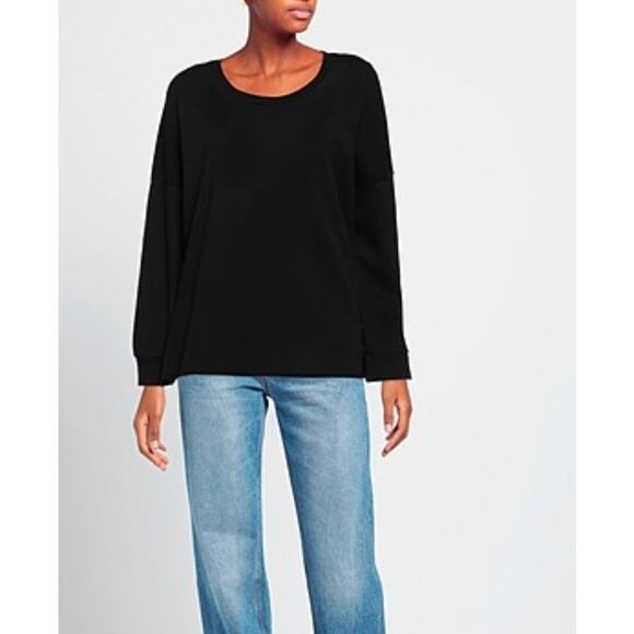 Lanston women's sweatshirt black NWT Size Small Athleisure Cozy Travel top - Picture 2 of 11